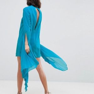 ASOS Dramatic Pleated Sleeve Mini Shift Dress